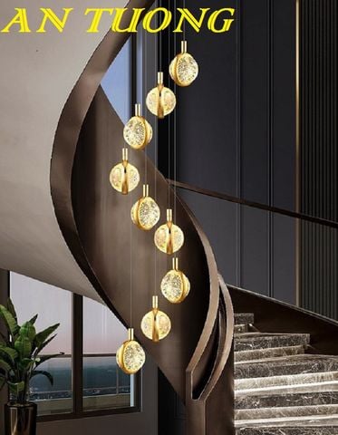  đèn thả trần thông tầng cầu thang giếng trời kiểu pha lê giọt nước đẹp, hiện đại, giá tốt 0014 