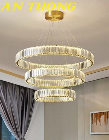  đèn chùm 3 vòng pha lê decor trang trí phòng khách, phòng bếp ăn, quán cafe đẹp hiện đại 0124 