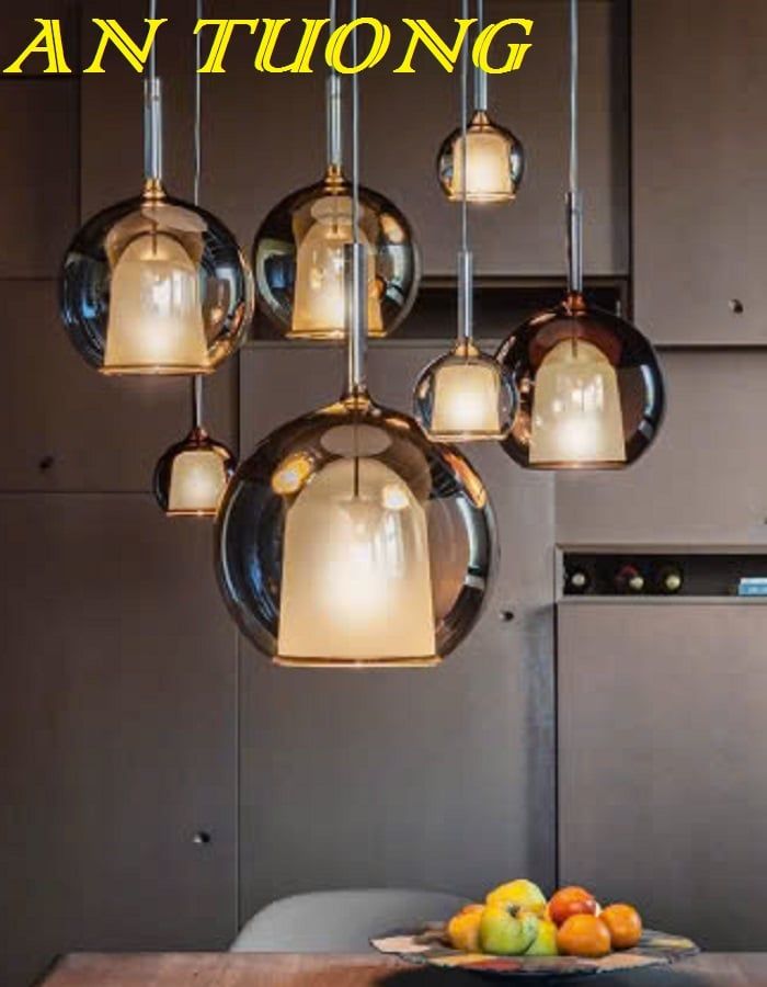 đèn thả trần decor trang trí phòng bếp đẹp, bàn ăn, bàn đảo bếp phòng ăn hiện đại 049