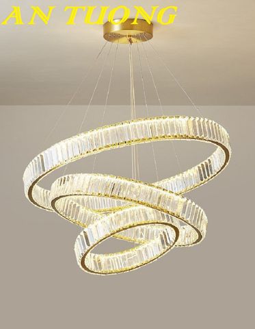  đèn chùm 3 vòng pha lê decor trang trí phòng khách, phòng bếp ăn, quán cafe đẹp hiện đại 0124 