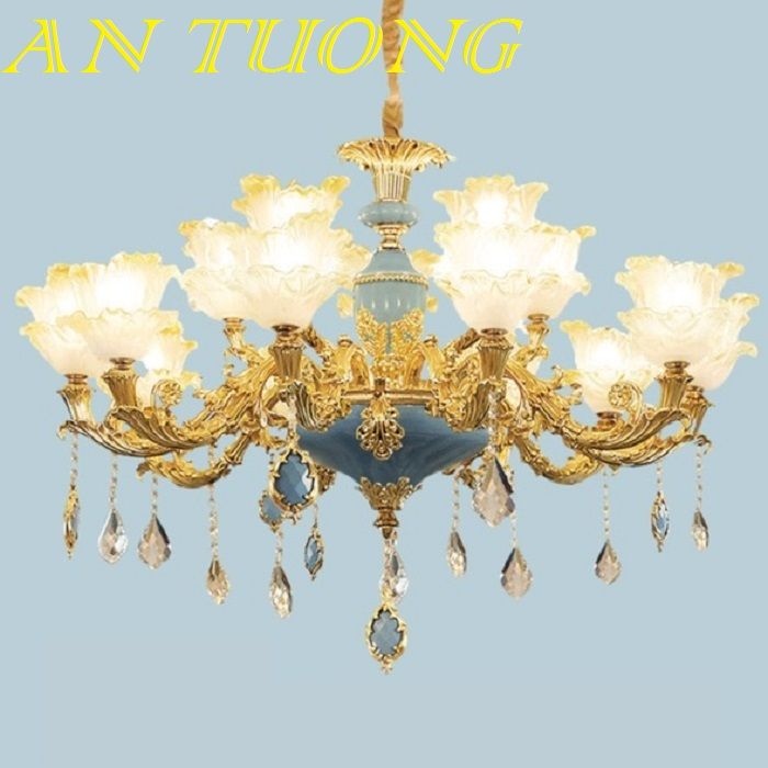 đèn chùm tân cổ điển đẹp giá rẻ trang trí phòng khách tân cổ điển 011