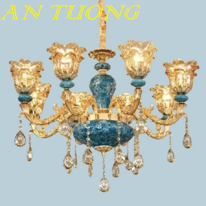 đèn chùm tân cổ điển đẹp giá rẻ trang trí phòng khách tân cổ điển 017
