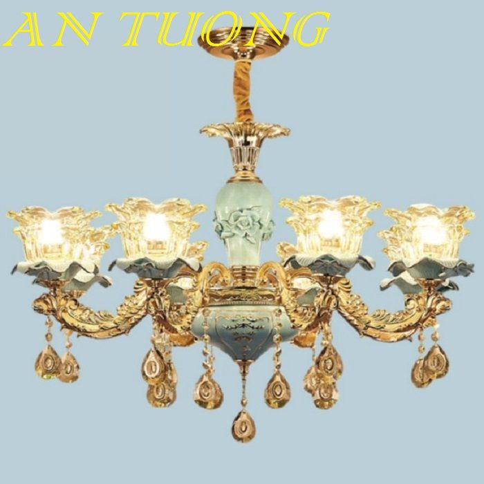 đèn chùm tân cổ điển đẹp giá rẻ trang trí phòng khách tân cổ điển 019