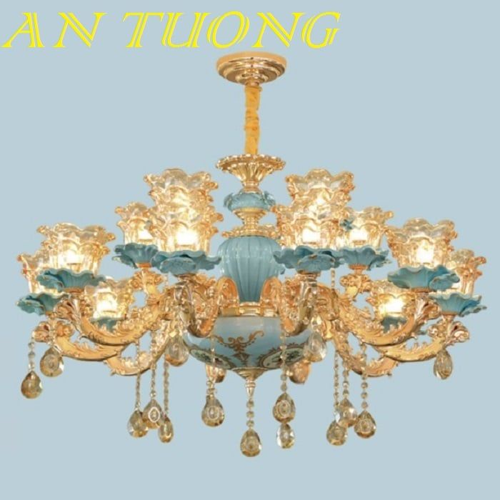 đèn chùm tân cổ điển đẹp giá rẻ trang trí phòng khách tân cổ điển 04