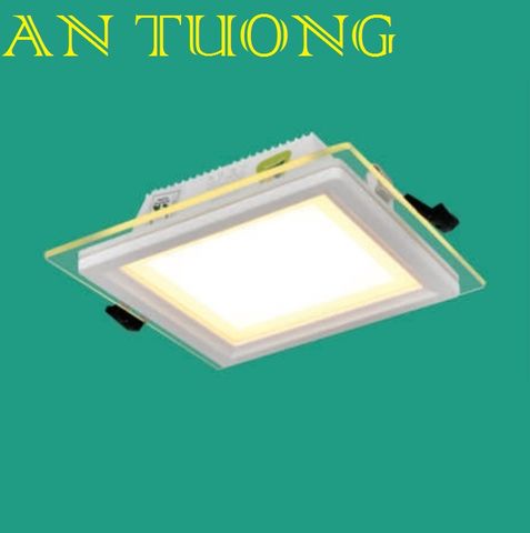  đèn led âm trần vuông mặt kính 6w, mặt kiếng 6w 