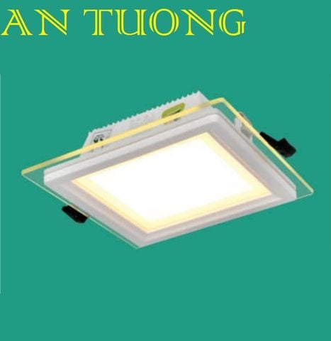  đèn led âm trần vuông mặt kính 9w, mặt kiếng 9w 