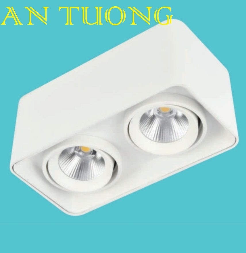 đèn lon led đôi 2 bóng xoay chiếu điểm ốp nổi 2 bóng LED COB 10w x 2