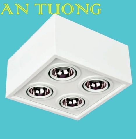  đèn lon led vuông 4 bóng xoay chiếu điểm ốp nổi 4 bóng LED COB 10w x 4 