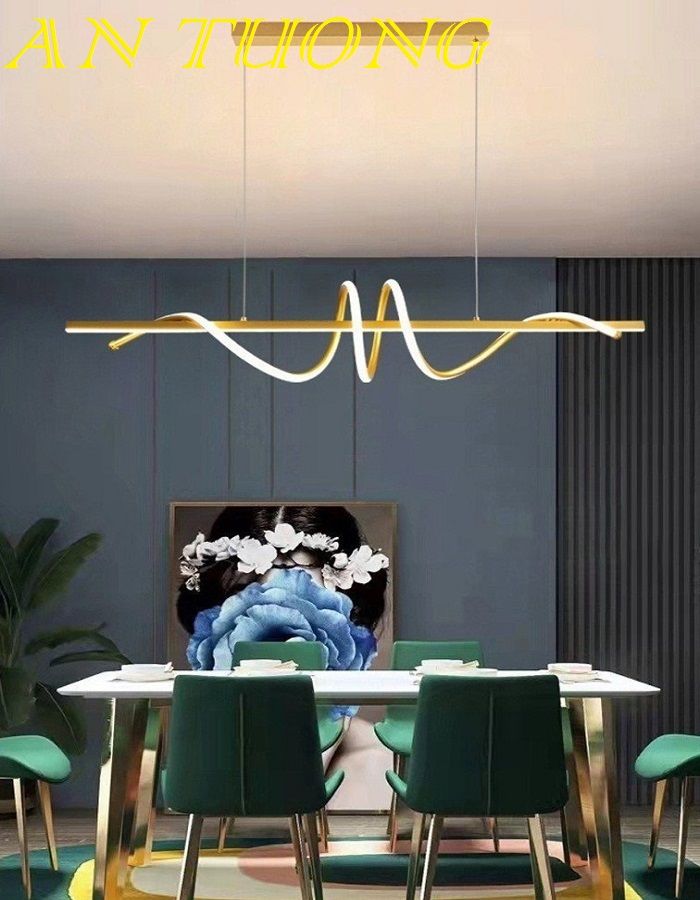 đèn thả trần trang trí phòng bếp đẹp, bàn đảo bếp phòng ăn hiện đại 044