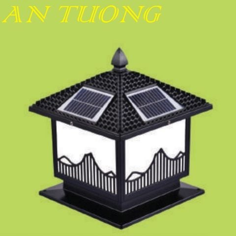  đèn trụ cổng năng lượng măt trời kích thước đèn 250x250mm, 25x25cm 033 