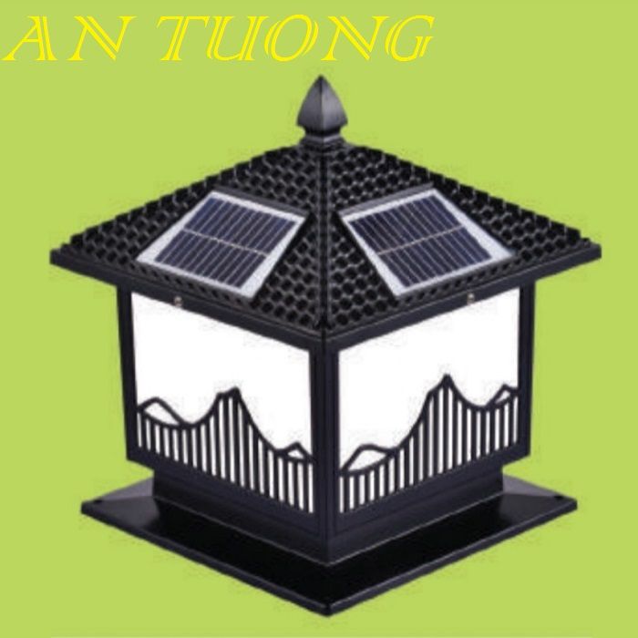 đèn trụ cổng năng lượng măt trời kích thước đèn 300x300mm, 30x30cm 033