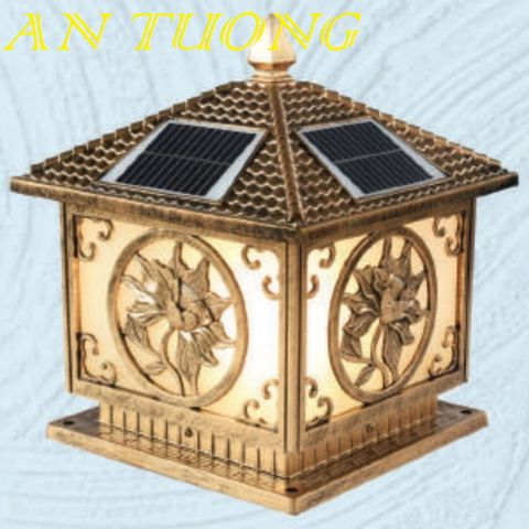  đèn trụ cổng năng lượng măt trời kích thước đèn 400x400mm, 40x40cm 022 