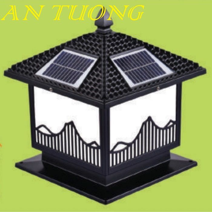 đèn trụ cổng năng lượng măt trời kích thước đèn 400x400mm, 40x40cm 033