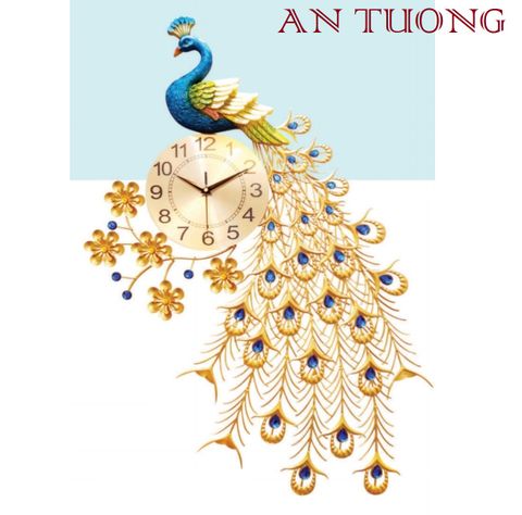  ĐỒNG HỒ TRANG TRÍ, ĐỒNG HỒ DECOR TRANG TRÍ PHÒNG KHÁCH - ĐỒNG HỒ HÌNH CHIM CÔNG 