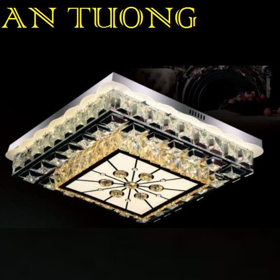 đèn mâm ốp trần pha lê led trang trí phòng khách, nhà phố, biệt thự cổ điển tân cổ điển 025