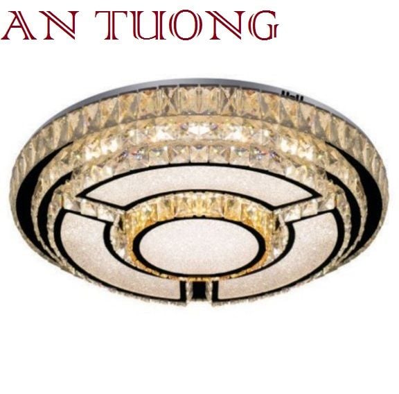 đèn mâm ốp trần pha lê led trang trí phòng khách, nhà phố, biệt thự cổ điển tân cổ điển 026