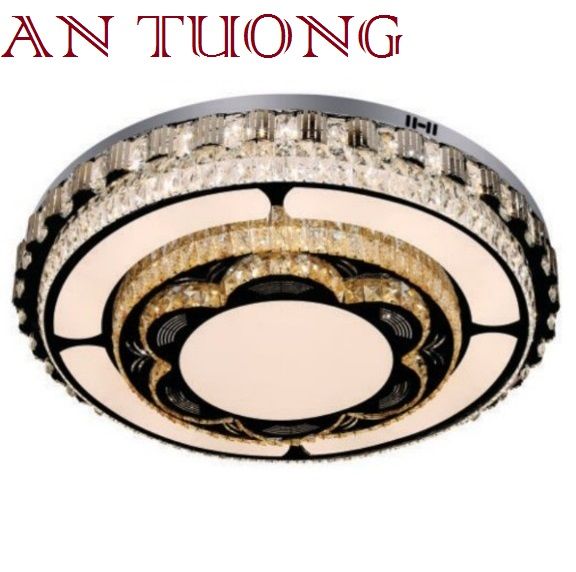 đèn mâm ốp trần pha lê led trang trí phòng khách, nhà phố, biệt thự cổ điển tân cổ điển 028