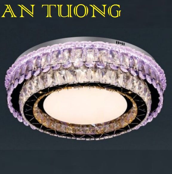 đèn mâm ốp trần pha lê led trang trí phòng khách, nhà phố, biệt thự cổ điển tân cổ điển 037