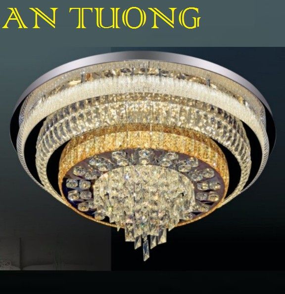 đèn mâm ốp trần pha lê led trang trí phòng khách, nhà phố, biệt thự cổ điển tân cổ điển 051