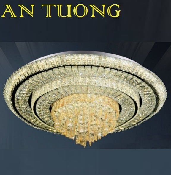 đèn mâm ốp trần pha lê led trang trí phòng khách, nhà phố, biệt thự cổ điển tân cổ điển 071