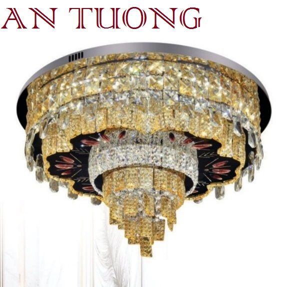 đèn mâm ốp trần pha lê led trang trí phòng khách, nhà phố, biệt thự cổ điển tân cổ điển 077