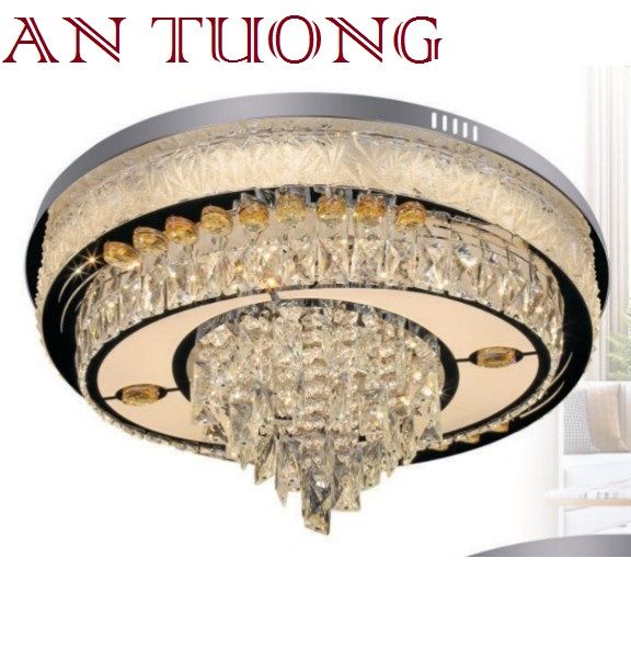 đèn mâm ốp trần pha lê led trang trí phòng khách, nhà phố, biệt thự cổ điển tân cổ điển 078