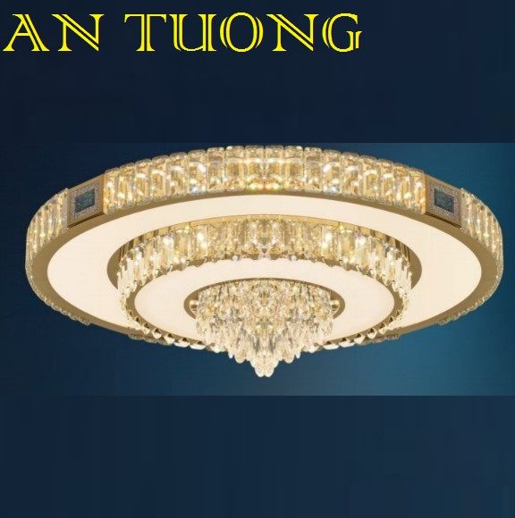 đèn mâm ốp trần pha lê led trang trí phòng khách, nhà phố, biệt thự cổ điển tân cổ điển 084