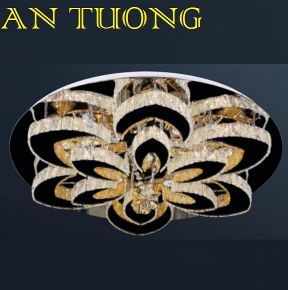 đèn mâm ốp trần pha lê led trang trí phòng khách, nhà phố, biệt thự cổ điển tân cổ điển 086