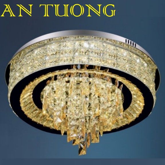 đèn mâm ốp trần pha lê led trang trí phòng khách, nhà phố, biệt thự cổ điển tân cổ điển 091