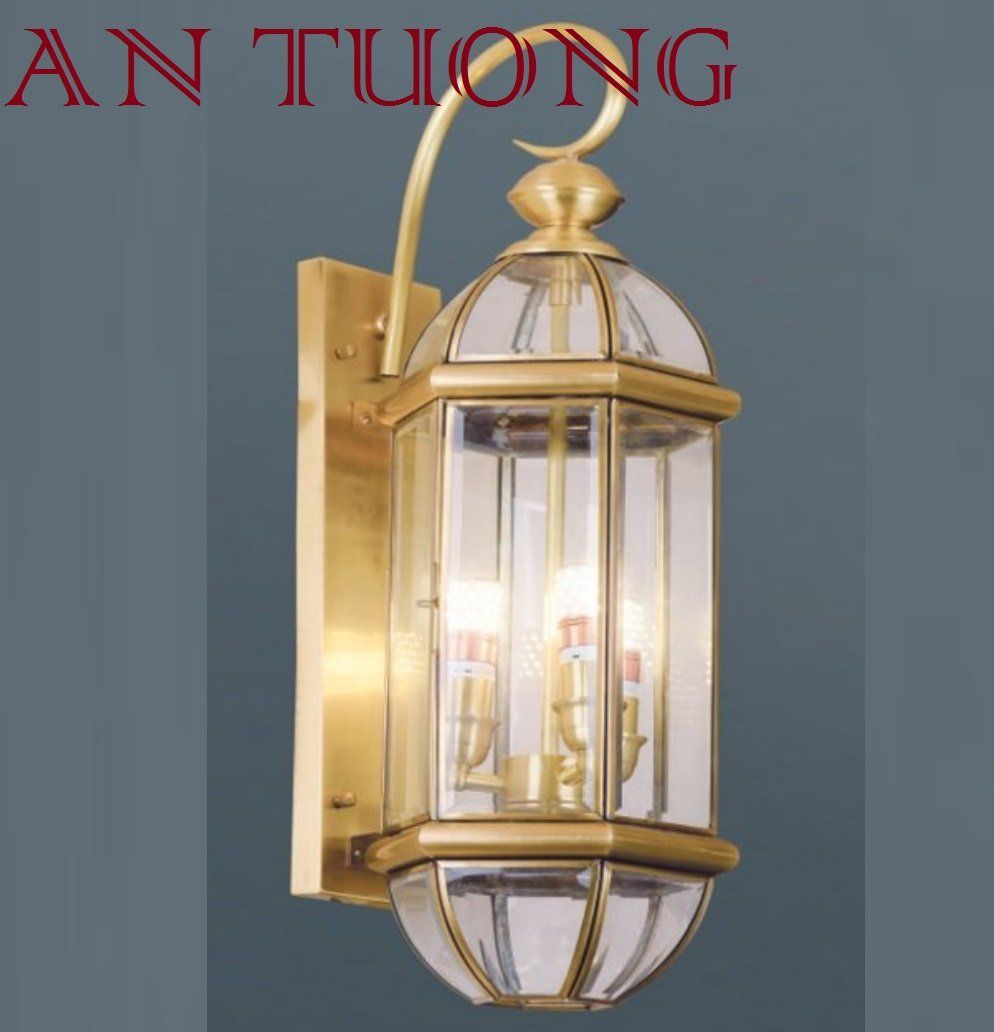 đèn trang trí ngoài trời treo vách tường ngoài trời bằng đồng cổ điển 017 size lớn