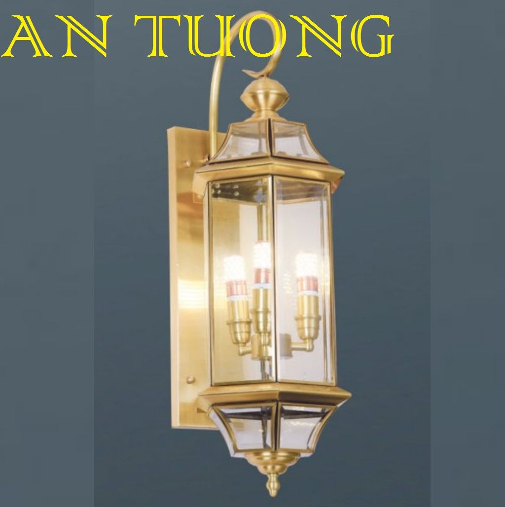 đèn trang trí ngoài trời treo vách tường ngoài trời bằng đồng cổ điển 020 size lớn