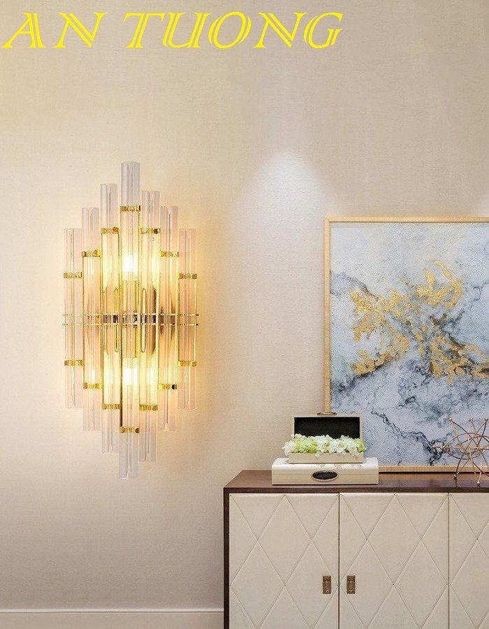đèn tường pha lê led, đèn gắn tường, treo tường trang trí phòng khách, phòng ngủ căn hộ chung cư đẹp, hiện đại, sang trọng 066