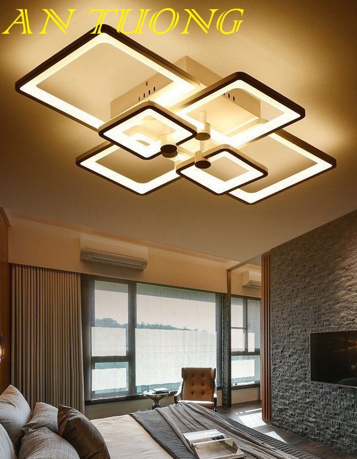 đèn ốp trần trang trí phòng khách đẹp, hiện đại, trang trí phòng khách căn hộ chung cư 016
