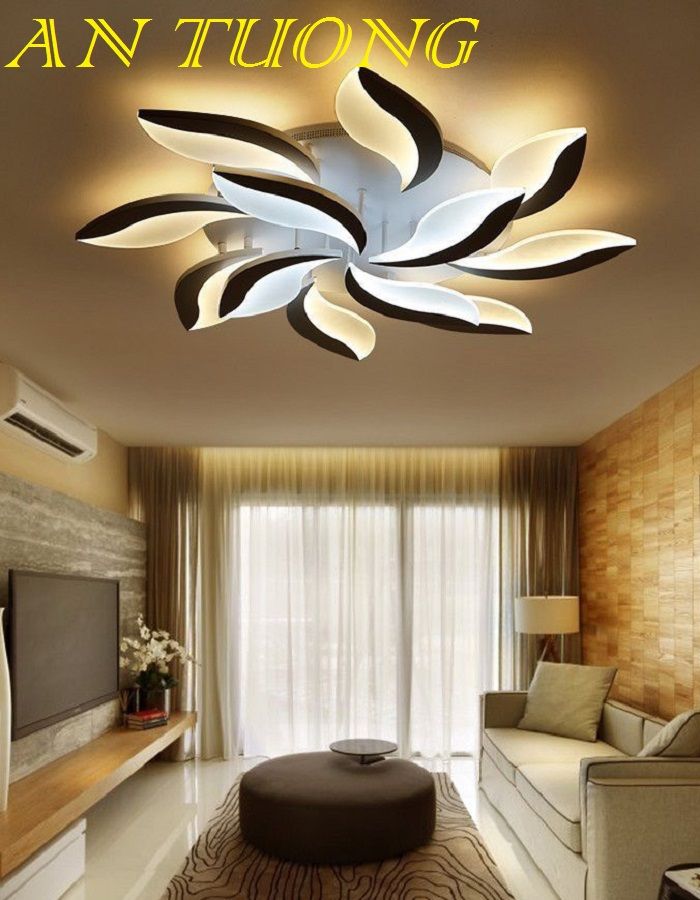 đèn ốp trần trang trí phòng khách đẹp, hiện đại, trang trí phòng khách căn hộ chung cư 026
