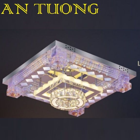 đèn mâm ốp trần pha lê led trang trí phòng khách, nhà phố, biệt thự cổ điển tân cổ điển 01