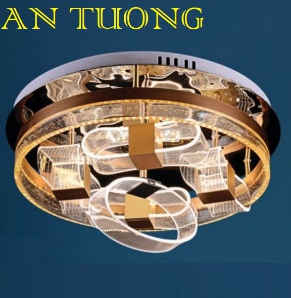 đèn mâm ốp trần pha lê led trang trí phòng khách, nhà phố, biệt thự cổ điển tân cổ điển 09