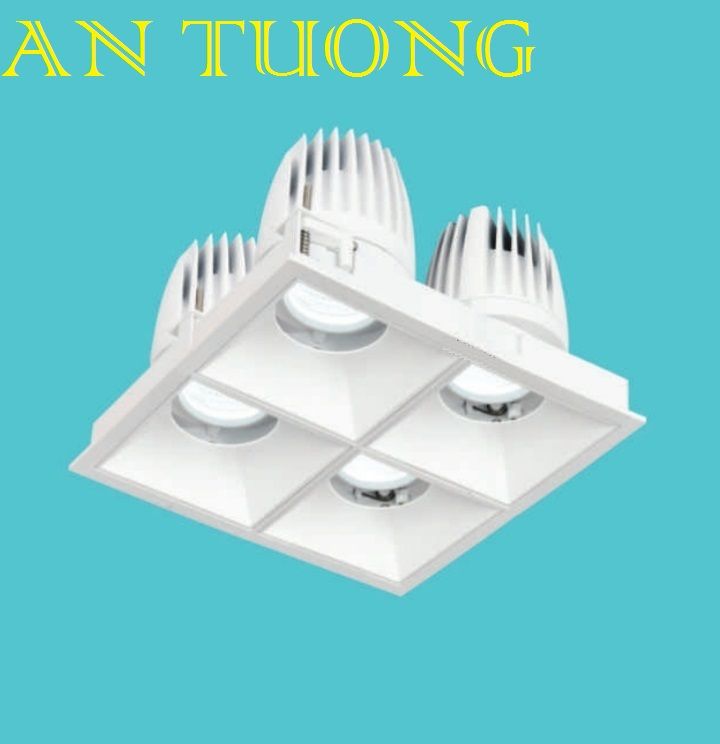 đèn led spotlight âm trần xoay chiếu điểm 4 bóng 12w x 4 góc chiếu 45 độ