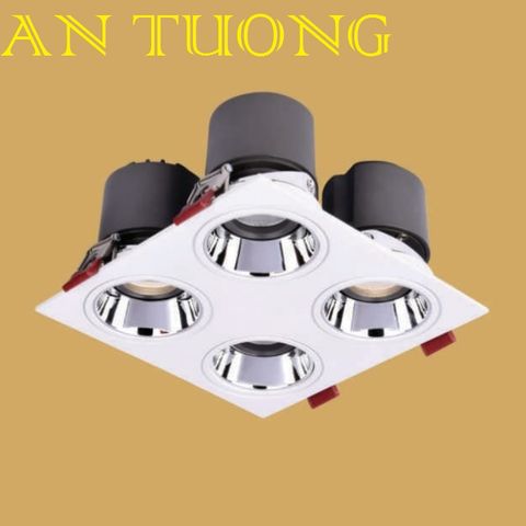  đèn led spotlight âm trần xoay chiếu điểm 4 bóng  7w x 4 góc chiếu 45 độ 