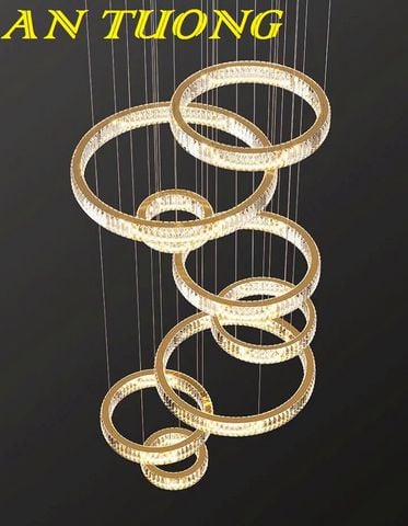  đèn thả trần thông tầng cầu thang giếng trời pha lê đẹp, hiện đại, giá tốt 0031 