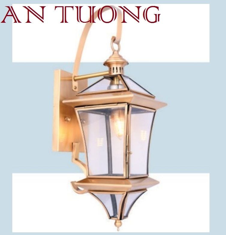 đèn trang trí ngoài trời treo vách tường ngoài trời bằng đồng cổ điển 05