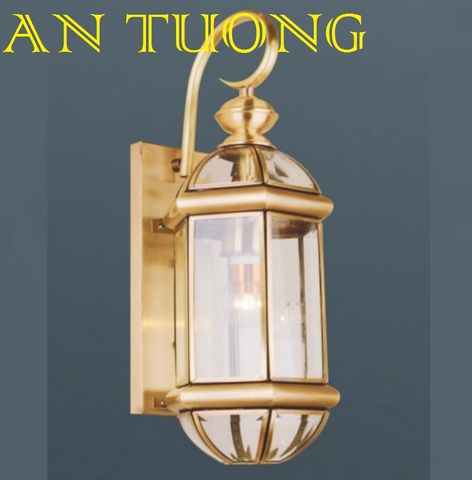  đèn trang trí ngoài trời treo vách tường ngoài trời bằng đồng cổ điển 018 size trung 