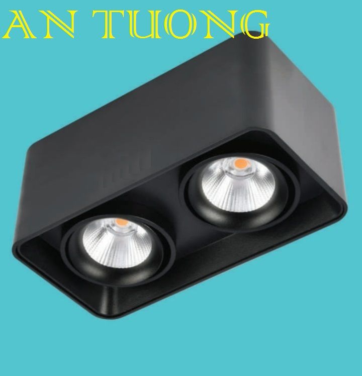 đèn lon led đôi 2 bóng xoay chiếu điểm ốp nổi 2 bóng LED COB 10w x 2 vỏ đen