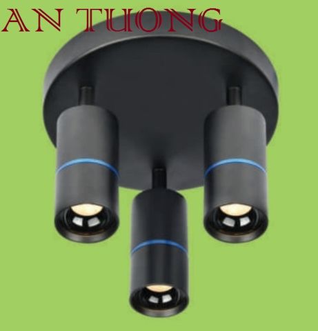  đèn rọi gắn trần nối 3 bóng 5w x3  xoay vỏ đen chiếu sáng shop thời trang, showroom, salon tóc 