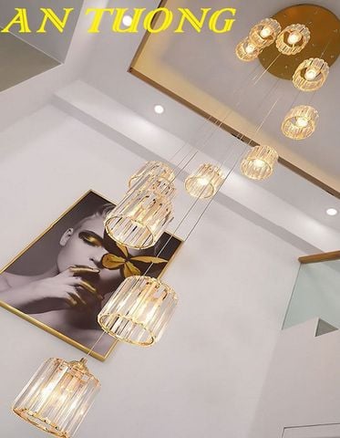  đèn thả trần thông tầng cầu thang giếng trời pha lê đẹp, hiện đại, giá tốt 0026 