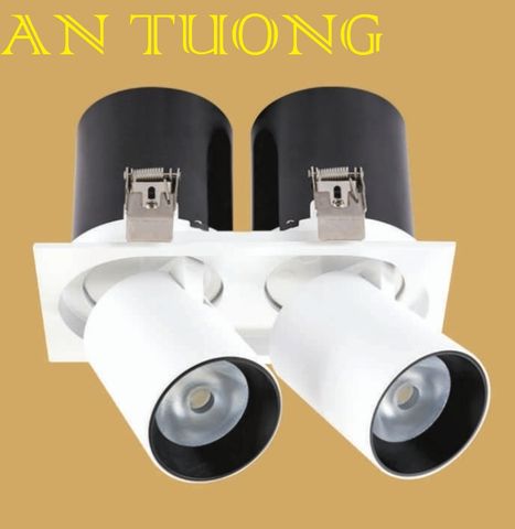  đèn led spotlight âm trần xoay chiếu điểm đôi 2 bóng 2 x 10w - góc chiếu 18 độ 