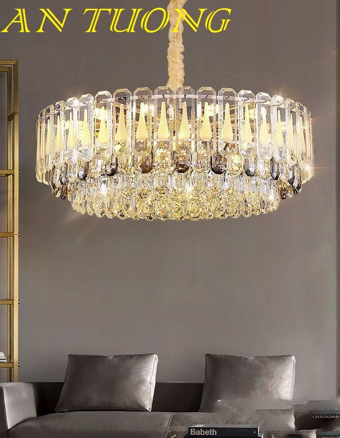 đèn chùm pha lê led trang trí phòng khách đẹp, hiện đại - đèn chùm trang trí căn hộ chung cư 003