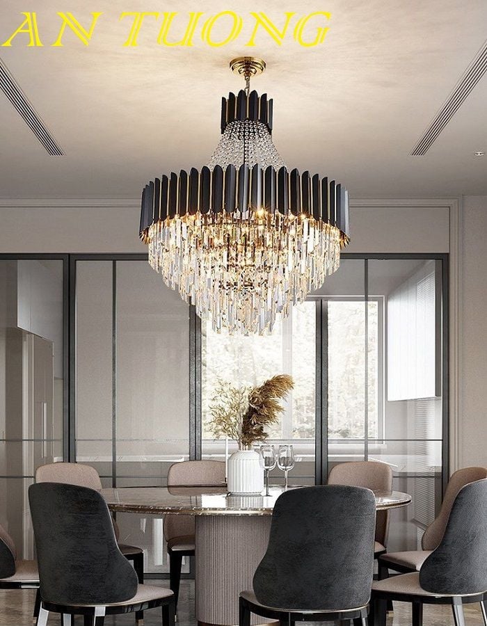 đèn chùm pha lê led trang trí phòng khách đẹp, hiện đại - đèn chùm trang trí căn hộ chung cư 018