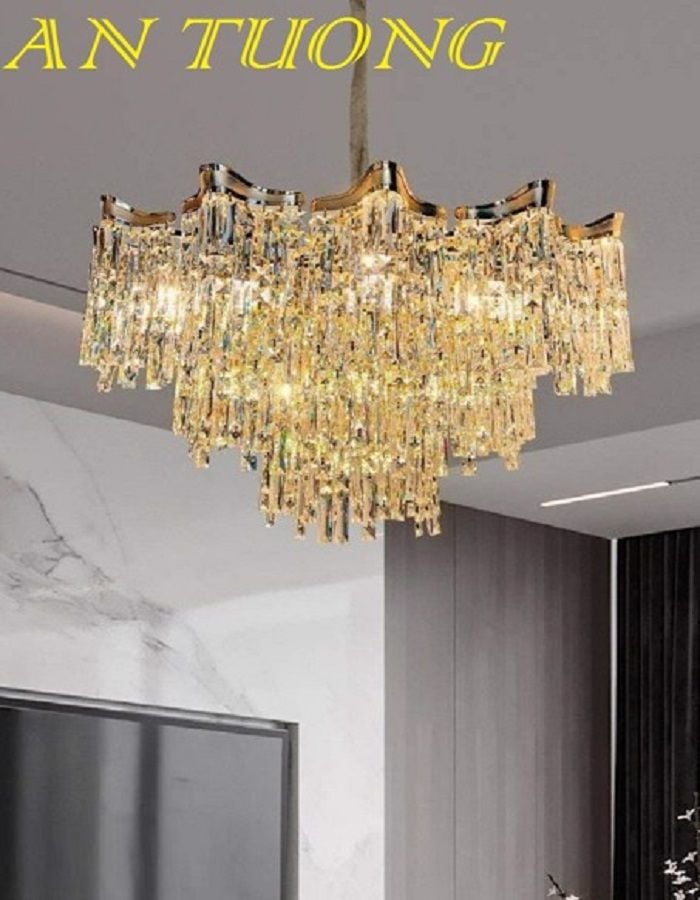 đèn chùm pha lê led trang trí phòng khách đẹp, hiện đại - đèn chùm trang trí căn hộ chung cư 046