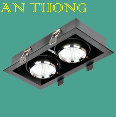  đèn led spotlight âm trần xoay chiếu điểm đôi 2 bóng 2 x 9w - góc chiếu 24 độ, góc xoay 90 độ - đen 