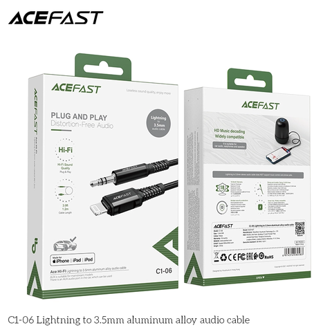  Dây Cáp chuyển âm thanh ACEFAST Lightning to 3.5mm MFI (1.2m) - C1-06 